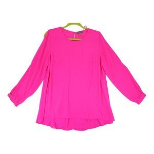 VINCE CAMUTO‎ Womens Hot Pink Printed Split Sleeve Top Size Medium M
